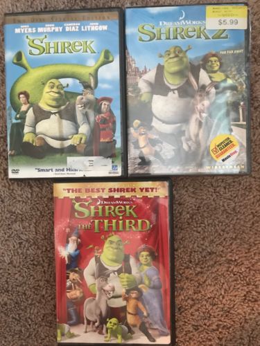 DreamWorks Shrek DVD's Shrek, Shrek 2, Shrek The Third, Lot Of 3 GUC