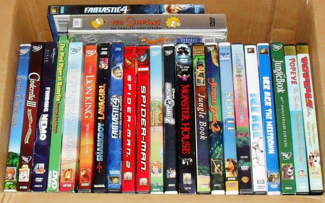 Collection of 24 DVDs, mostly children's movies, including: