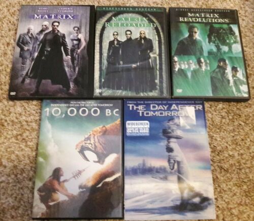 5 DVD LOT: SCI-FI The Matrix 1 Reloaded Revolutions Day After Tomorrow 10,000 BC