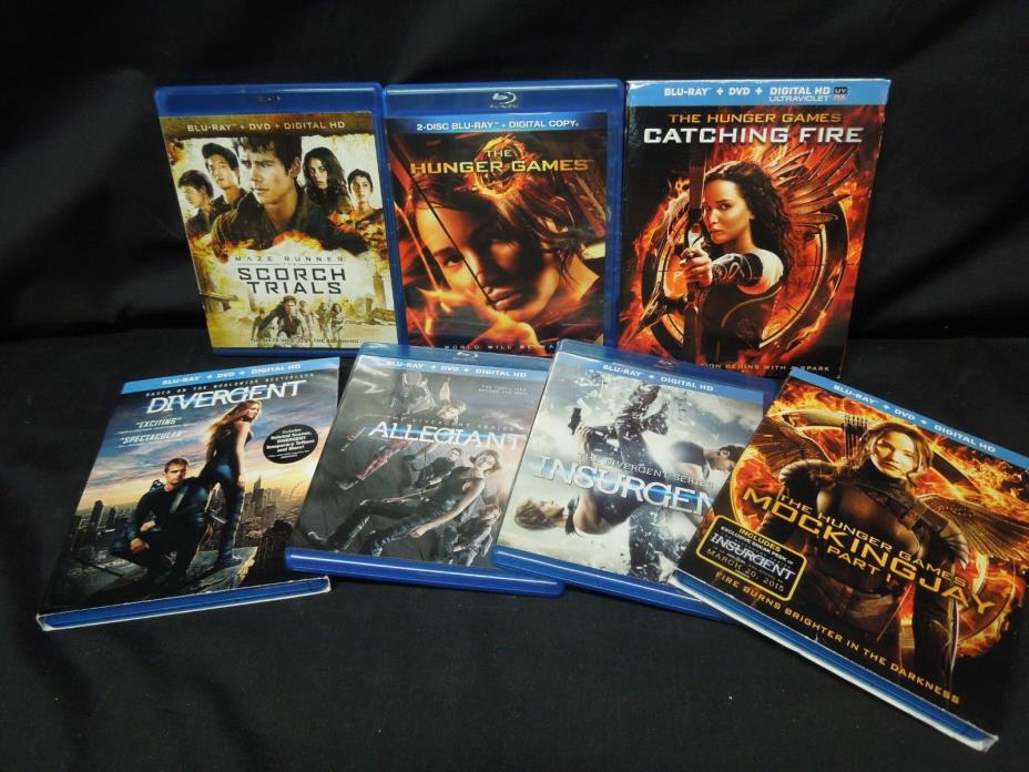 Hunger Games Divergent Maze Runner Blu-Ray Lot of 7