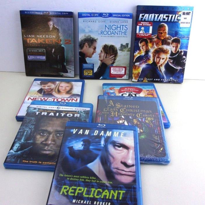 Blu-ray Lot - 8 Titles Traitor Taken 2 Fantastic 4 Replicant Nights in Rodanthe
