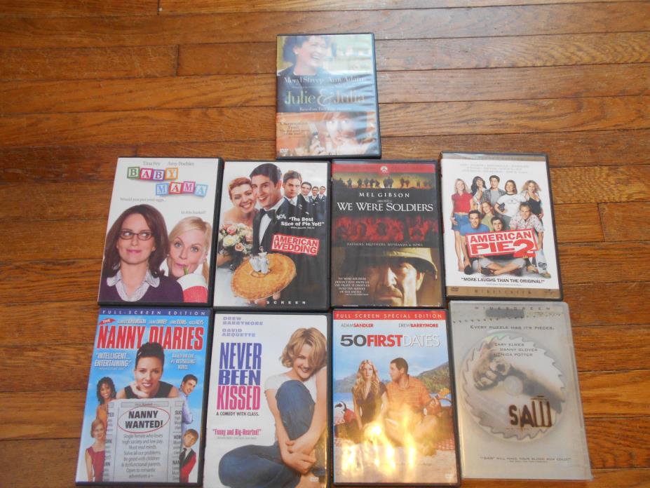 DVD Lot of 9 Movies, Saw, American Wedding, Nanny Diaries, Never Been Kissed +