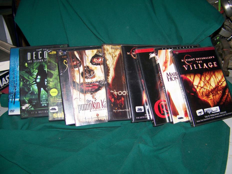 Lot of 10 Horror DVD Movies M.Night Shyamalan's The Village,Decoys, The Tooth Fa