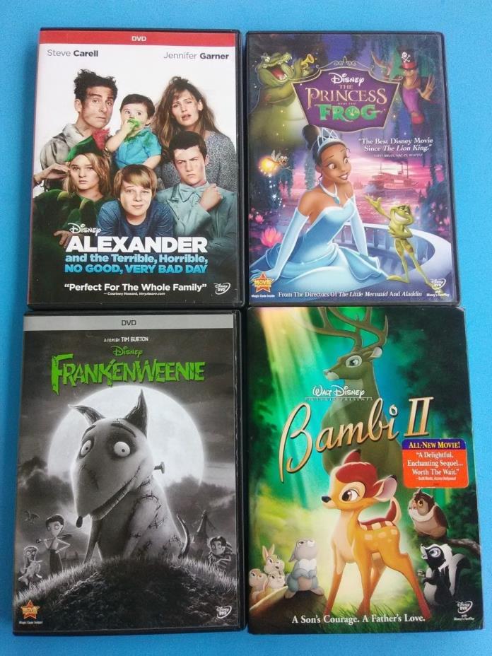 4 WALT DISNEY Dvd Movies LOT Bambi Princess & the Frog Boys & Girls CHILDRENS