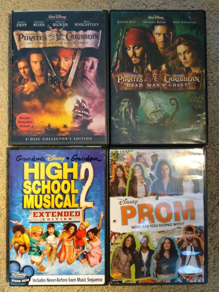 Lot of 4 Disney 2 Pirates of The Caribbean,High School Musical 2,Prom