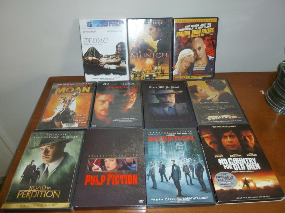 Lot of 11 Drama Movies DVDs Inception Pulp Fiction Seven Blow Munich NB Killers