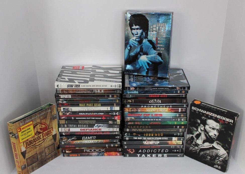 Huge Lot Action Suspense DVDs - 45 Movies Total - 37 DVDs - Bruce Lee & More