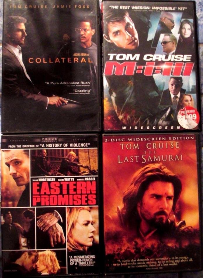 Lot of 4 DVD Mission Impossible 3/Last Samurai/Eastern Promises/Collateral