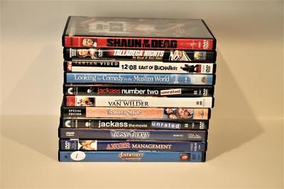 Lot 11 DVDs COMEDY Ice Cube ALBERT BROOKS Will Ferrell JACKASS Shaun of Dead EUC