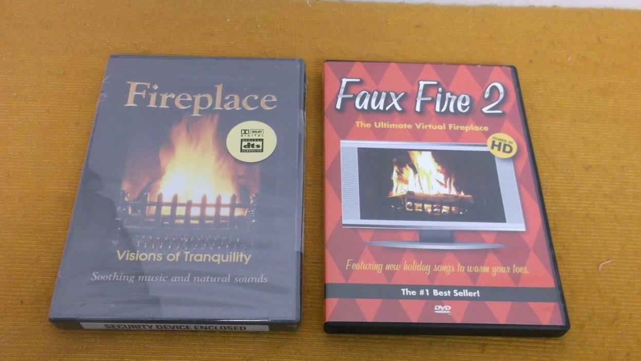 2 NEW SEALED VIRTUAL FIREPLACE FAUX FIRE SOOTHING MUSIC NATURAL SOUNDS DVD'S