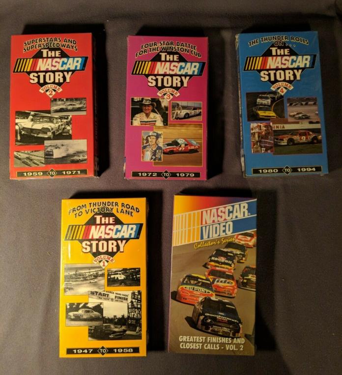 5 Sealed Nascar VHS Tapes Lot The Nascar Story Volume 1-4 Plus Other Tape
