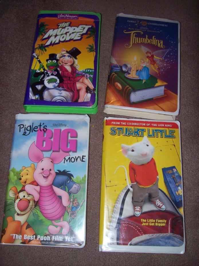 VHS Lot Movies Disney Thumbelina, Sturat Little, Muppet Movie, Piglets Big Movie