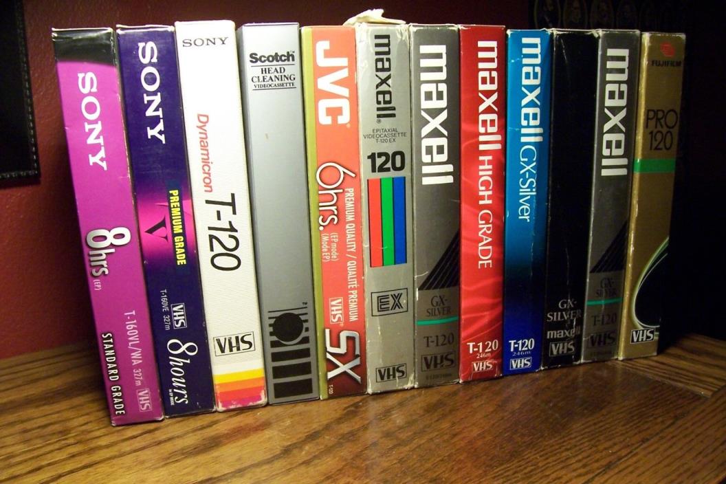 (12) Pre-Recorded VHS Tapes -Sold as Blanks -Classics, Action/Adventure, War