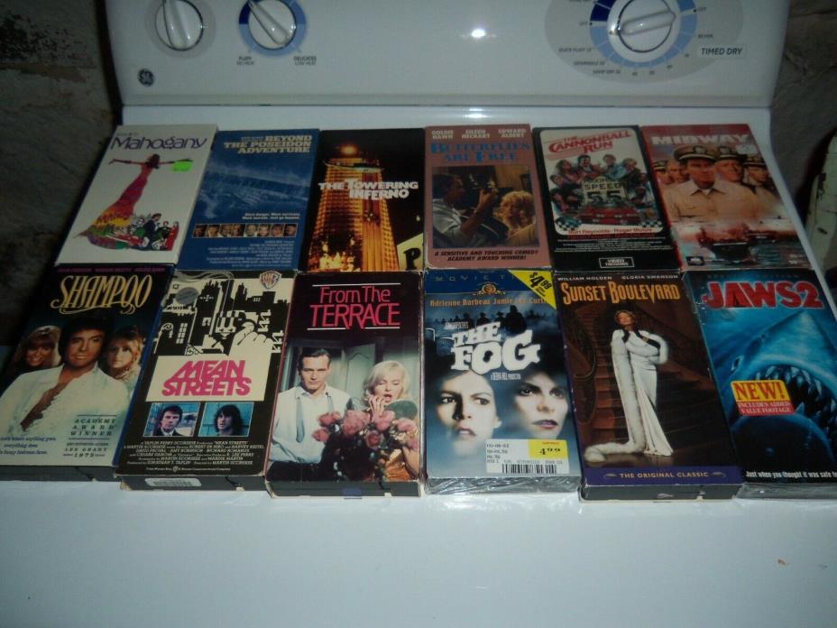 Lot Of 12 VHS Vintage Action / Adventure Movies Poseidon - Inferno - Jaws 2 LOOK