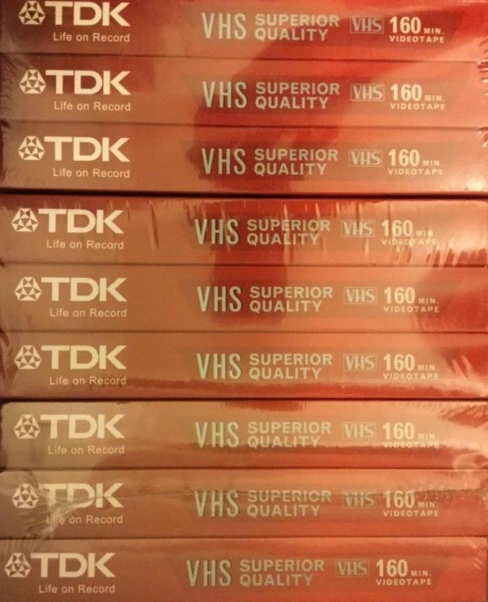 BRAND NEW 9 TDK Superior Quality T-160 Blank VHS Video Tapes Lot 3-3 Pack Bricks