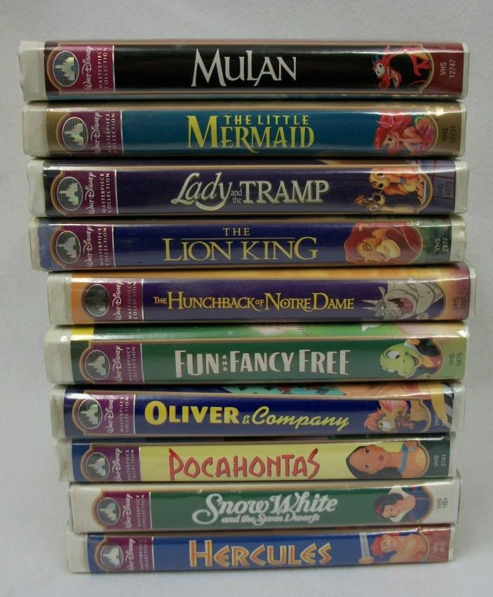 Lot of 10 Disney Masterpiece Collection VHS Video Tapes Movies w Clamshell Cases