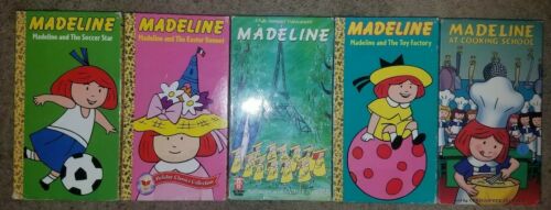 Madeline 5 VHS lot Soccer Star Easter Bonnet School Series Toy Factory Cooking