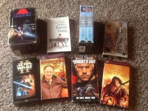 VHS Movie Lot Of 11 Tapes Star Wars Titanic Knights Tale Forrest Gump Hoosiers