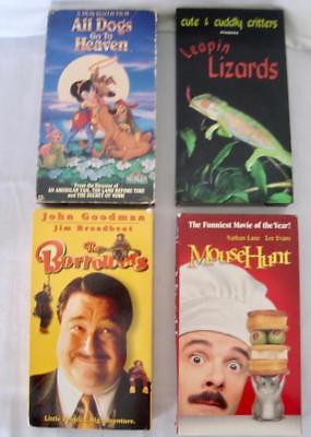 VHS Lot of 4 Family Rated G or PG Movies - All Dogs Go to Heaven, MouseHunt MORE