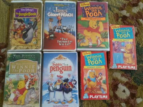 Vhs 8 Disney Classics children movies Winnie pooh jungle book James giant peach