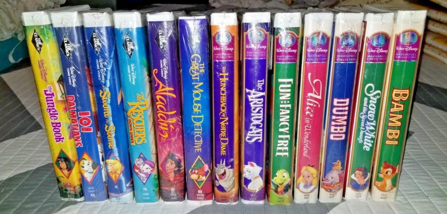 RARE SEALED Disney VHS Lot with 13 Black Diamond Movies & Masterpiece Collection