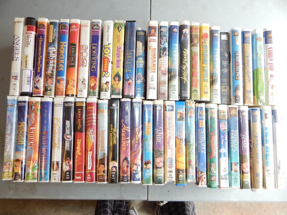 Lot of 49 VHS Kids Movies-Disner/Other-Fair to Excellent Condition-49