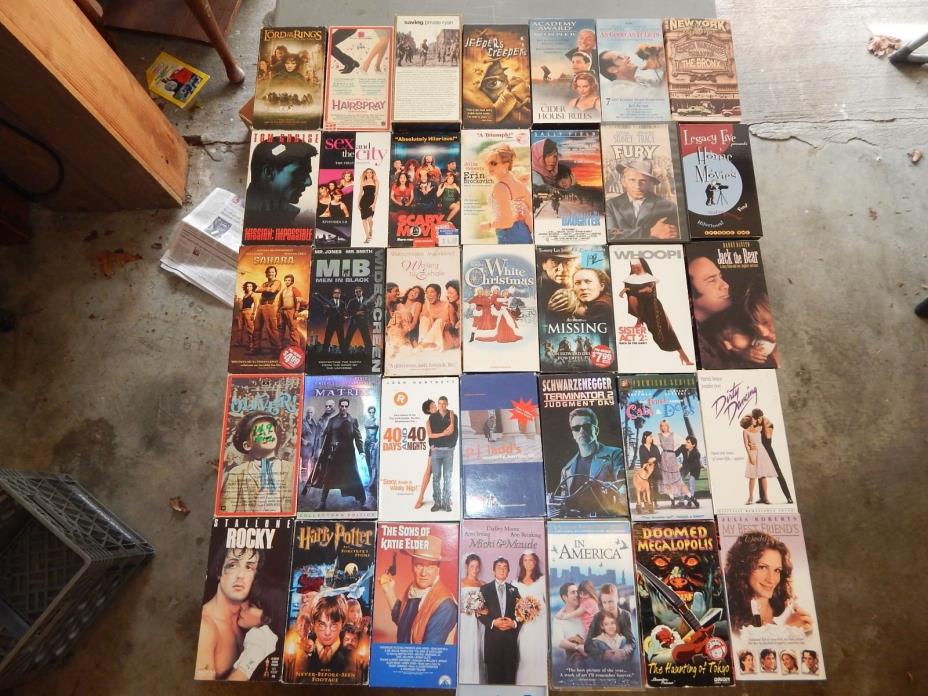 Lot of 35 VHS Video Tapes-Mixed Genres and Ratings-Fair to Excellent Condition-D