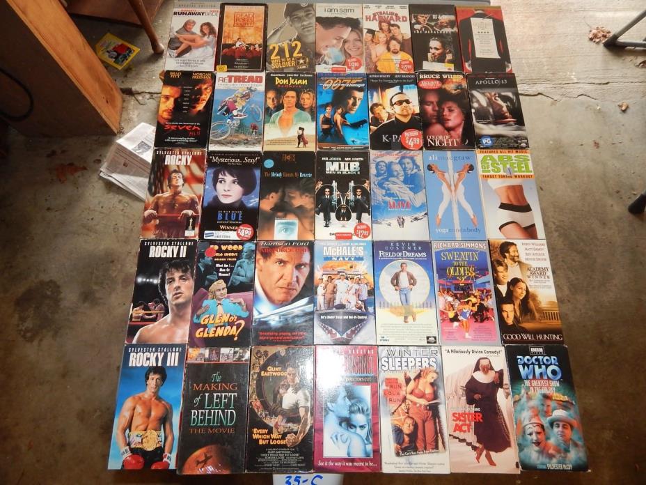 Lot of 35 VHS Video Tapes-Mixed Genres and Ratings-Fair to Excellent Condition-C