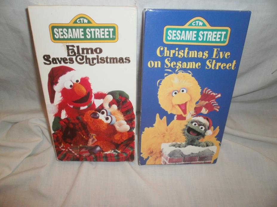 Sesame Street VHS Lot of 2 Christmas Eve on Sesame Street, Elmo Saves Christmas