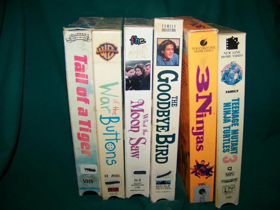 lot of 6 family vhs tapes-Tail of a Tiger, War of the Buttons, The Goodbye Bird