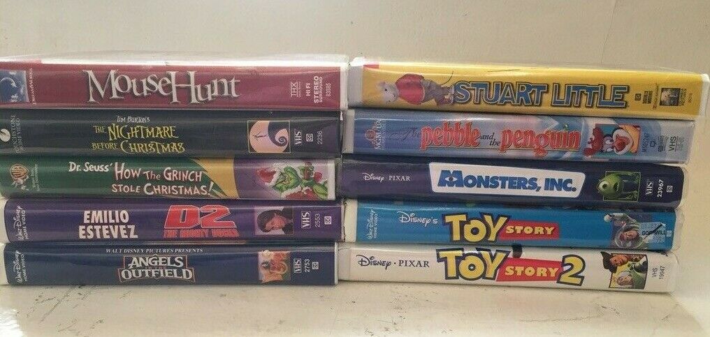 LOT OF 10 CHILDREN'S VHS MOVIES MIXED TITLES DISNEY - PIXAR & MORE ALL TESTED