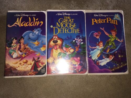 Walt Disney BLACK DIAMOND VHS lot of 3!! The Great Mouse, Peter Pan, Aladdin!!!