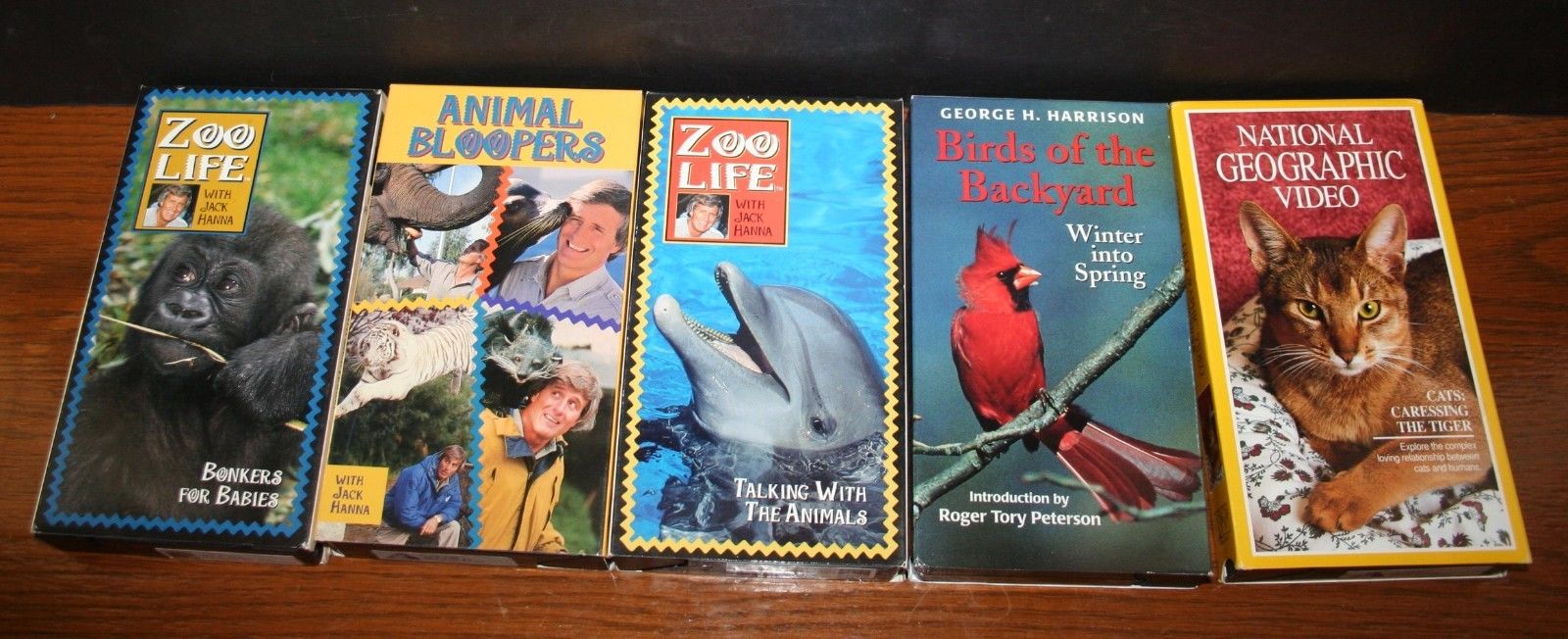 Lot of 5 JACK HANNA National Geographic Animal VHS Tapes Zoo Wild Birds Safari
