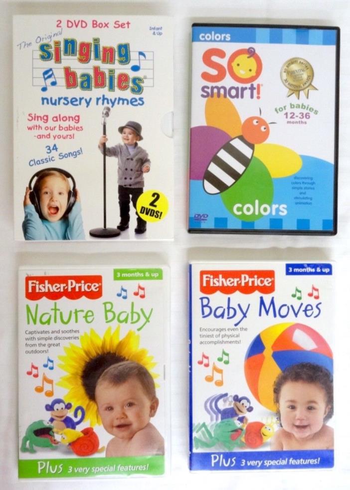 Lot of 4 Children DVD / Baby Movies - Singing Babies - Nature Baby - Baby Moves
