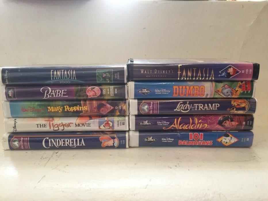 LOT OF 10 CHILDREN'S VHS MOVIES MIXED TITLES DISNEY - SOME BLACK DIAMOND TESTED