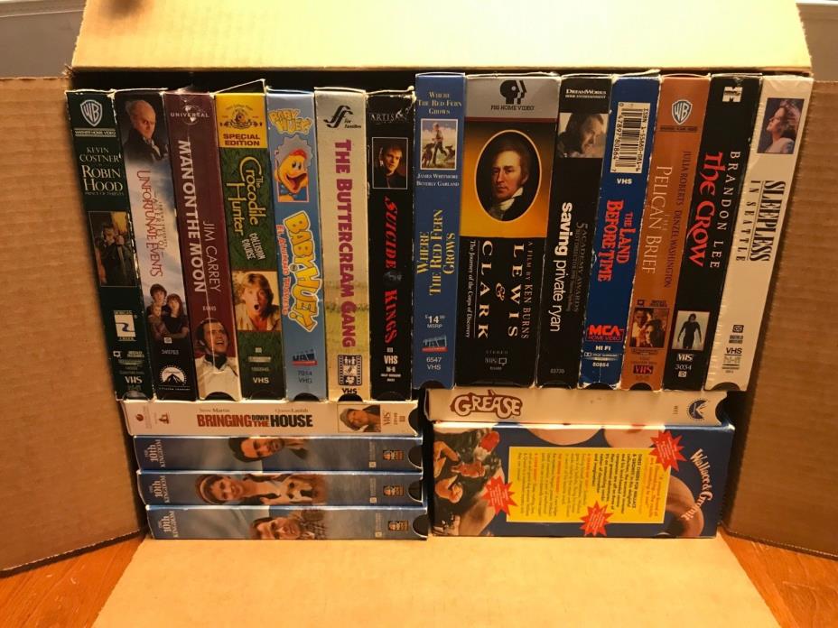 Huge lot of 44 VHS Tapes With Sleeves - view Photos for titles - Good - Used