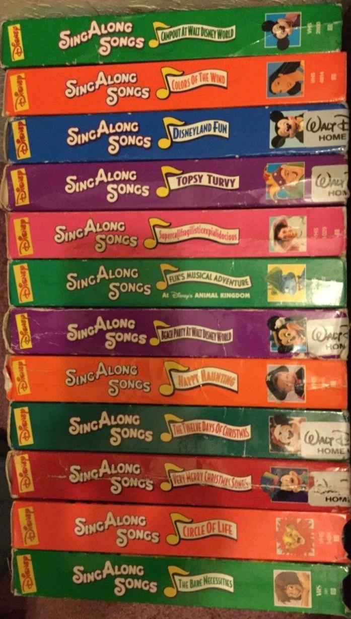 12 Sing Along Songs VHS Tape Lot Christmas Beach Party At Walt Disney World MORE