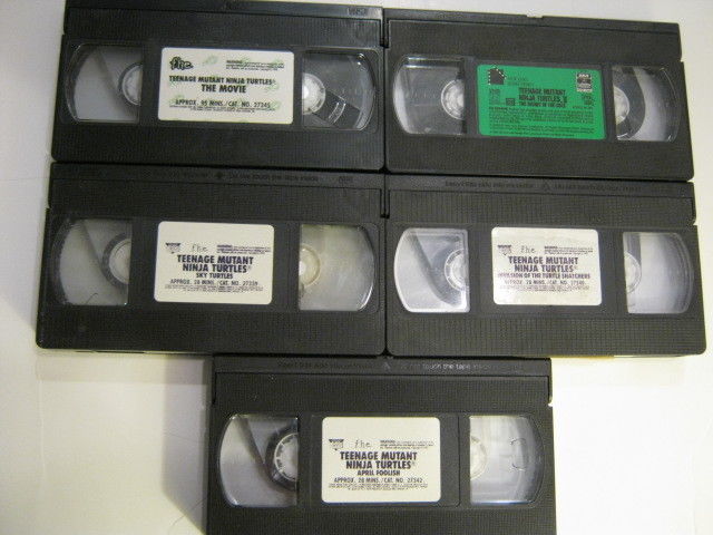 Vintage Teenage Mutant Ninja Turtles 5 VHS Tapes-Two Full Movies & 3 TV Episodes