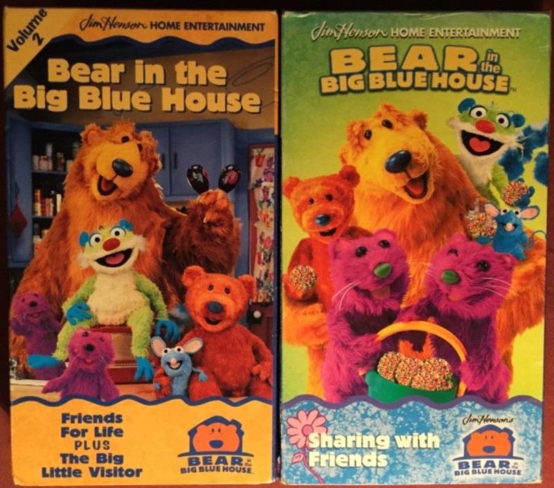 2 Bear In The Big Blue House VHS Video Tape Lot Sharing With & Friends For Life