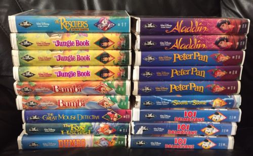 Disney Black Diamond VHS Movie Lot (17 Movies): Peter Pan, Aladdin, Bambi & More