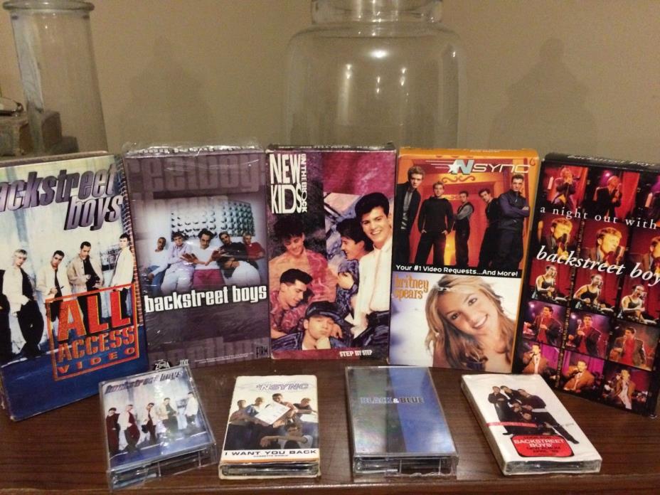 Lot 9 Boy Band VHS cassette tapes *NSYNC Backstreet Boys new kids on the block