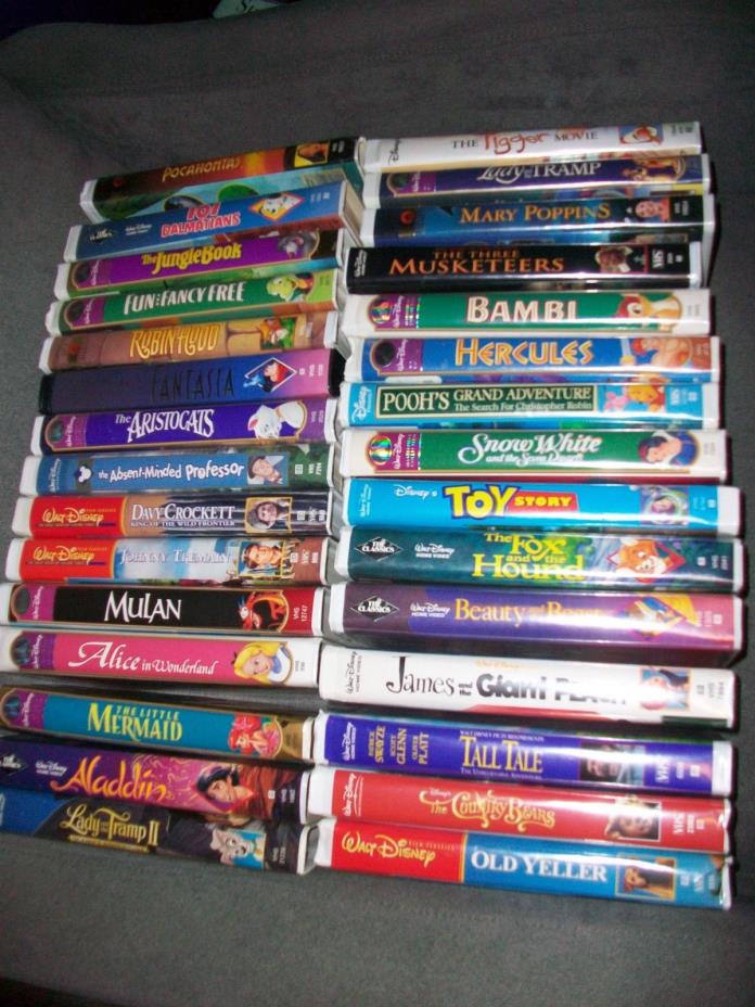 DISNEY CARTOON MOVIE VHS Lot of 30 Classics Masterpiece Collection Princess
