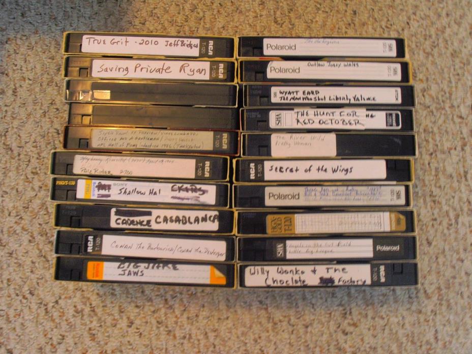 Lot of 20 VHS Tapes with Recorded Movies and TV Shows