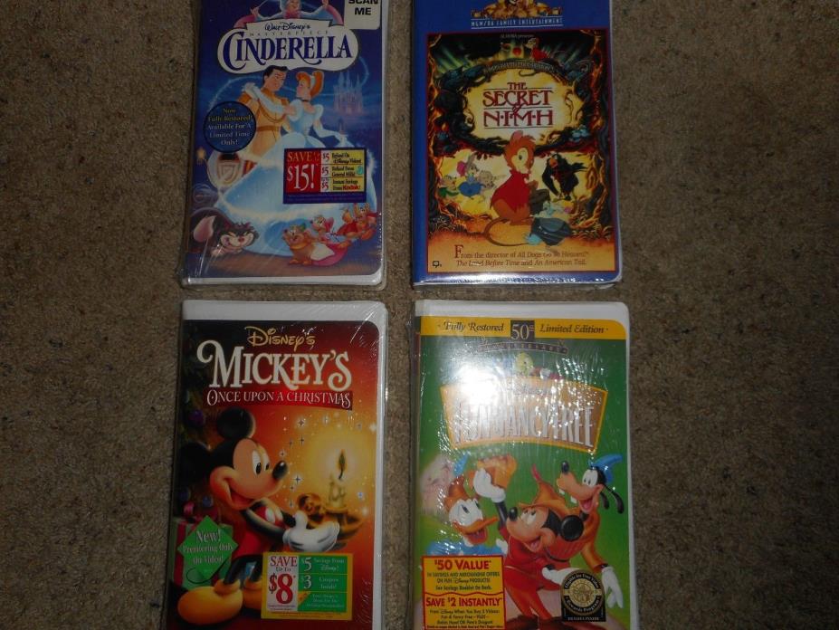 Walt Disney Lot of 3 Brand New Sealed VHS movies Cinderella Plus MGM Movie