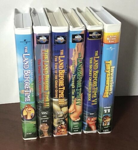 Lot of 6 - THE LAND BEFORE TIME VHS Lot Clamshell 1,2,3,4,5,11 Good Used Tested