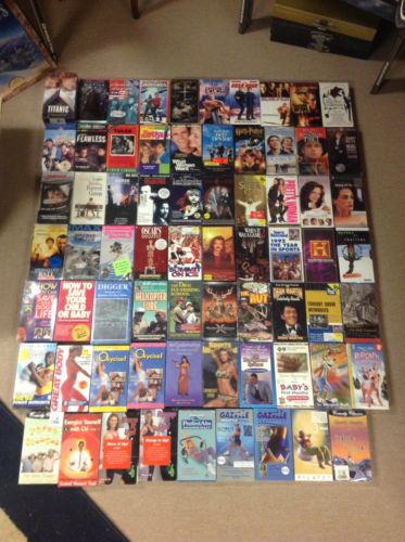 Mixed Lot Of 69 Brand New Sealed VHS Tapes: Movies, Workout, Documentaries, Etc