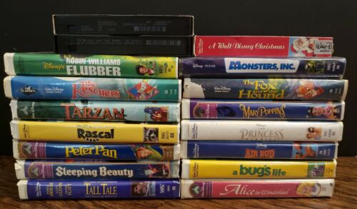 Disney VHS Movies Lot Of 17 - Aladdin Tall Tale Mary Poppins Monsters Peter Pan