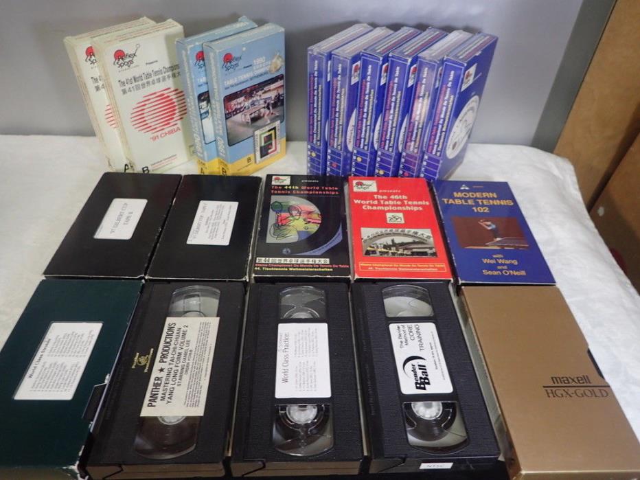20 vintage VHS tapes TABLE TENNIS WORLD CHAMPIONSHIPS TOURNAMENTS & INSTRUCTION