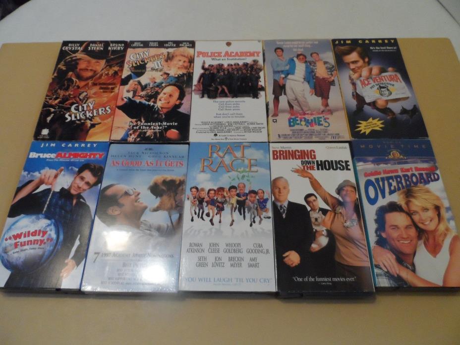 Lot of 10 Comedy VHS Tapes, City Slickers, Rat Race, Overboard and More