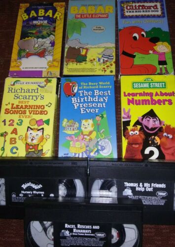 Childrens VHS lot 9 Teletubbies,Thomas,Clifford,Sesame Street,Richard Scarry PBS